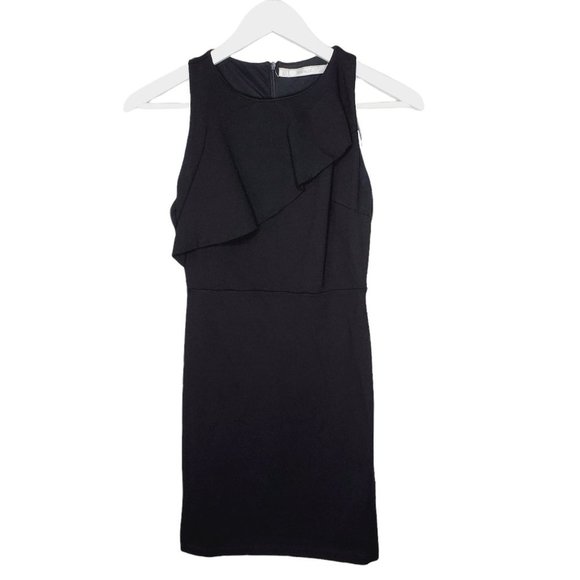 Zara Trafalduc Bodycon Dress Stretch Ruffle Cocktail Black S - Picture 1 of 13